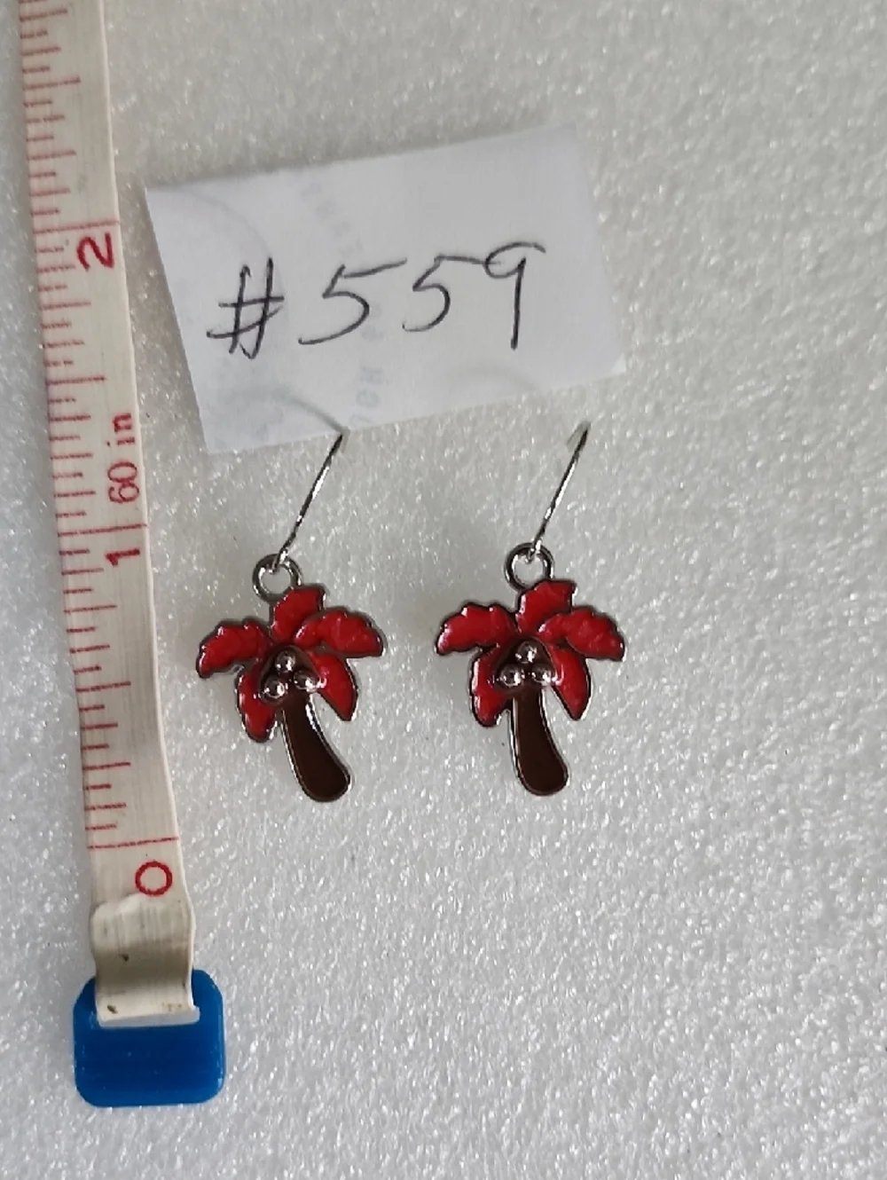 Hand Crafted Red Palm Tree Enamel Drop Earrings - Women Jewelry